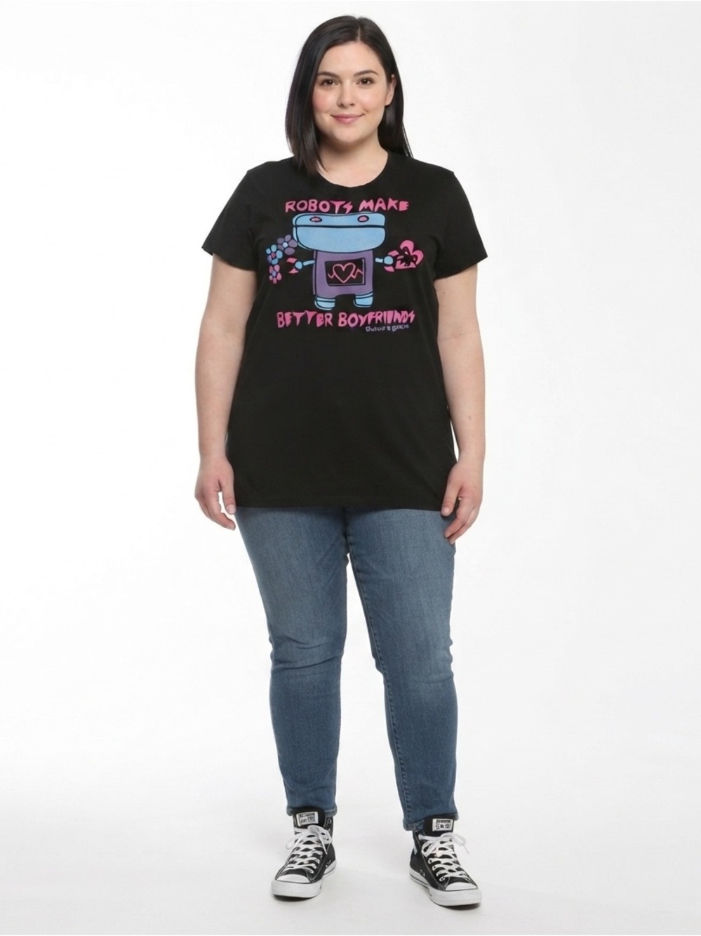 New! David and Goliath X Torrid sz 2 Robots Make Better Boyfriends Tee 2X Y2K